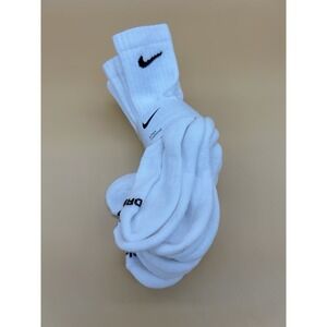 Nike Dri-FIT Crew Socks Youth 6 Pack White Cushioned Size 10C-3Y New